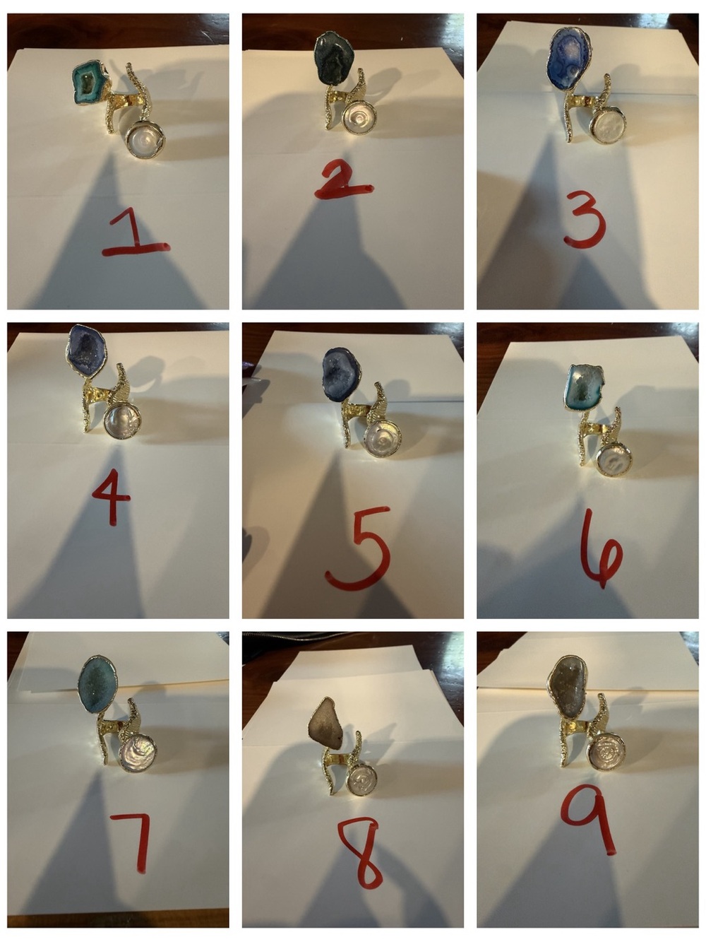 Gold Plated Stone Ring Adjustable ! NWT Many colors available